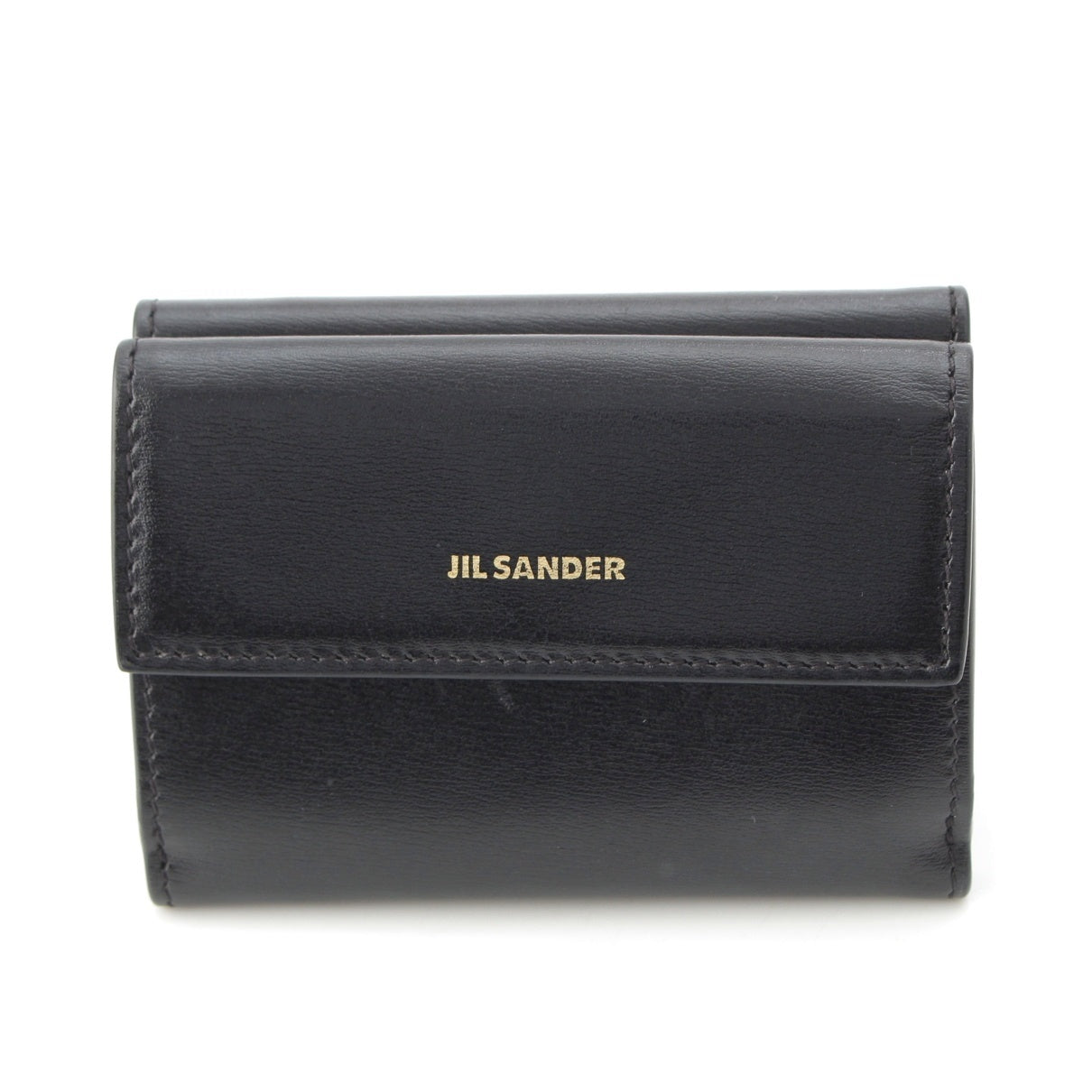JIL SANDER leather Logo compact wallet Tri-fold wallet black