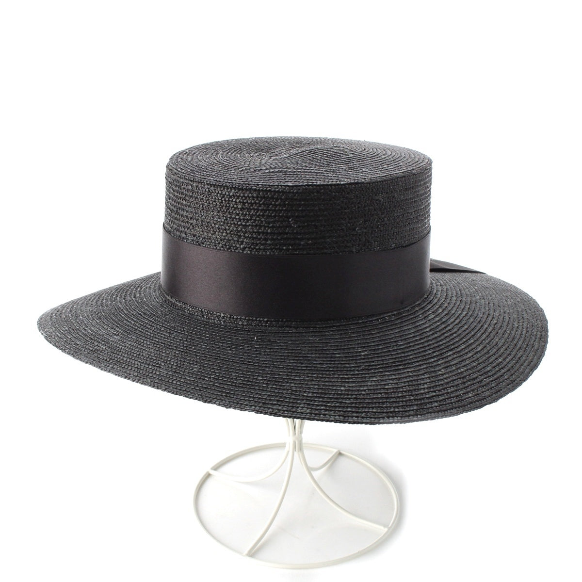 GUCCI Ribbon Straw hat hat 743443 black M