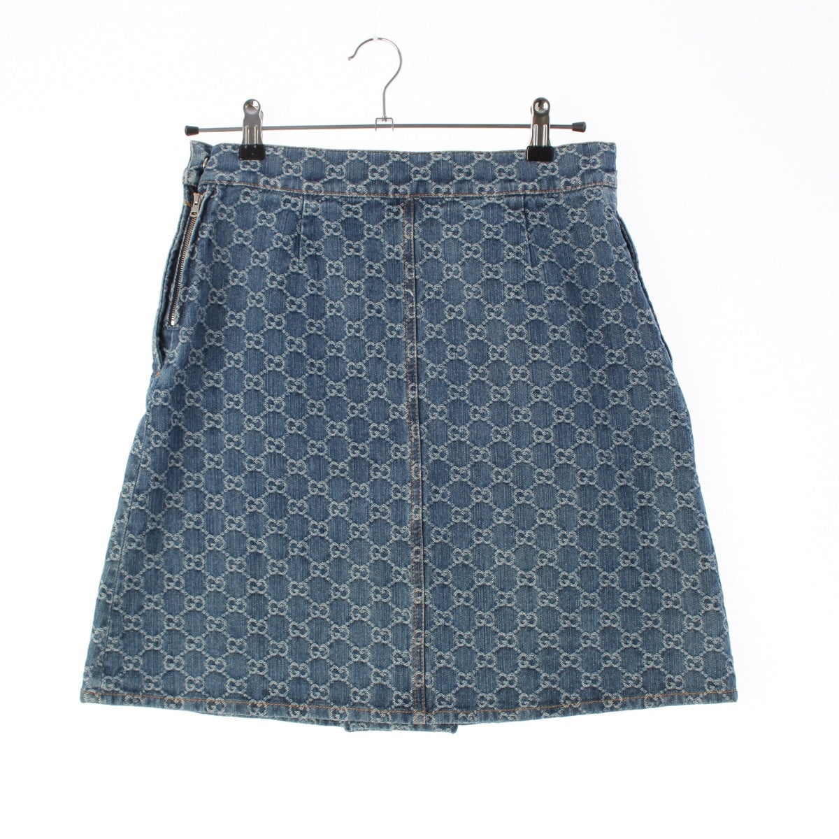 GUCCI GG Denim Jacquard Mini skirt Bottoms 791386 Indigo blue 38