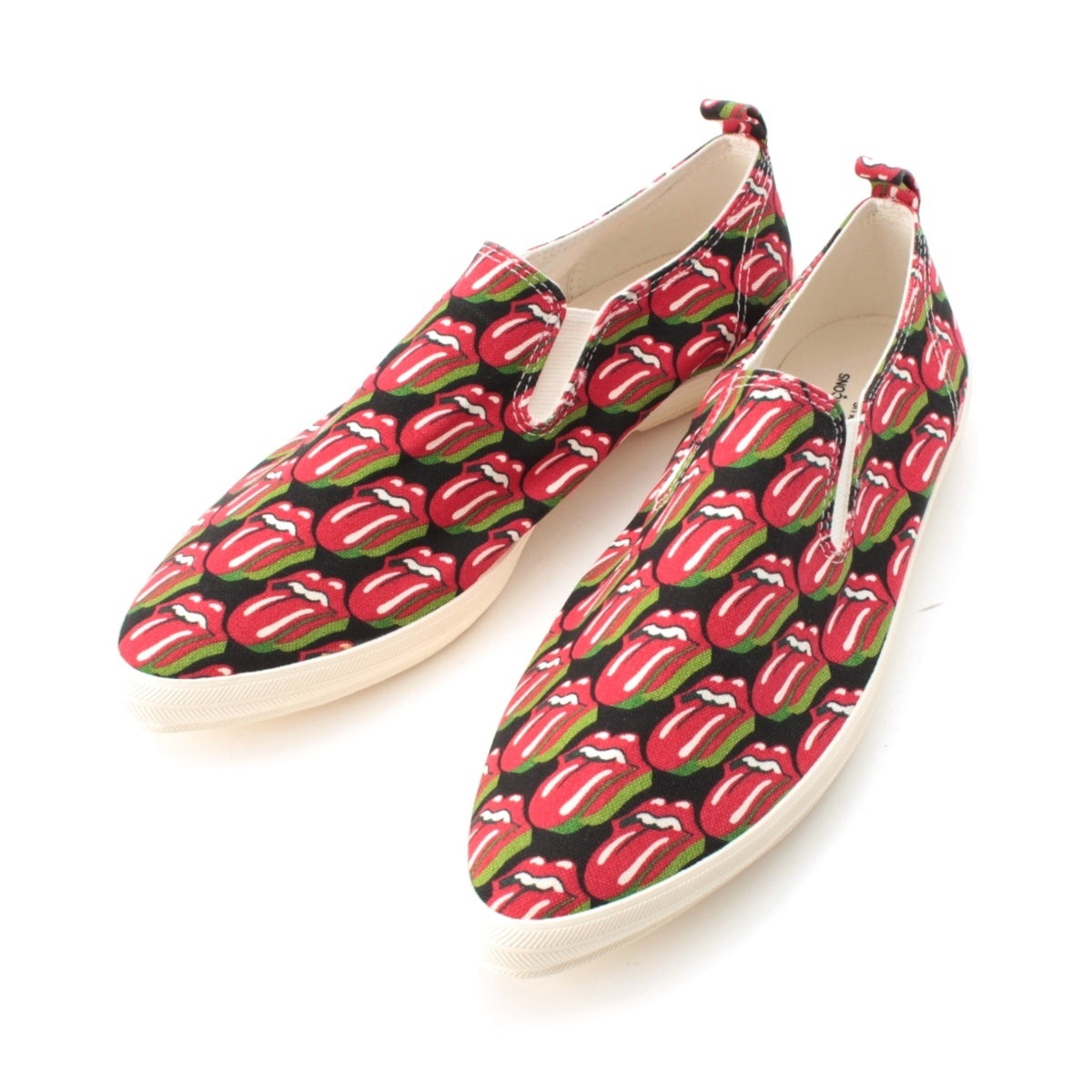 COMME des GARCONS HOMME PLUS Rolling Stones Lips & Tongue Print Slip-Ons The Rolling Stones Lip & Tongue Slip-on shoes Red 24