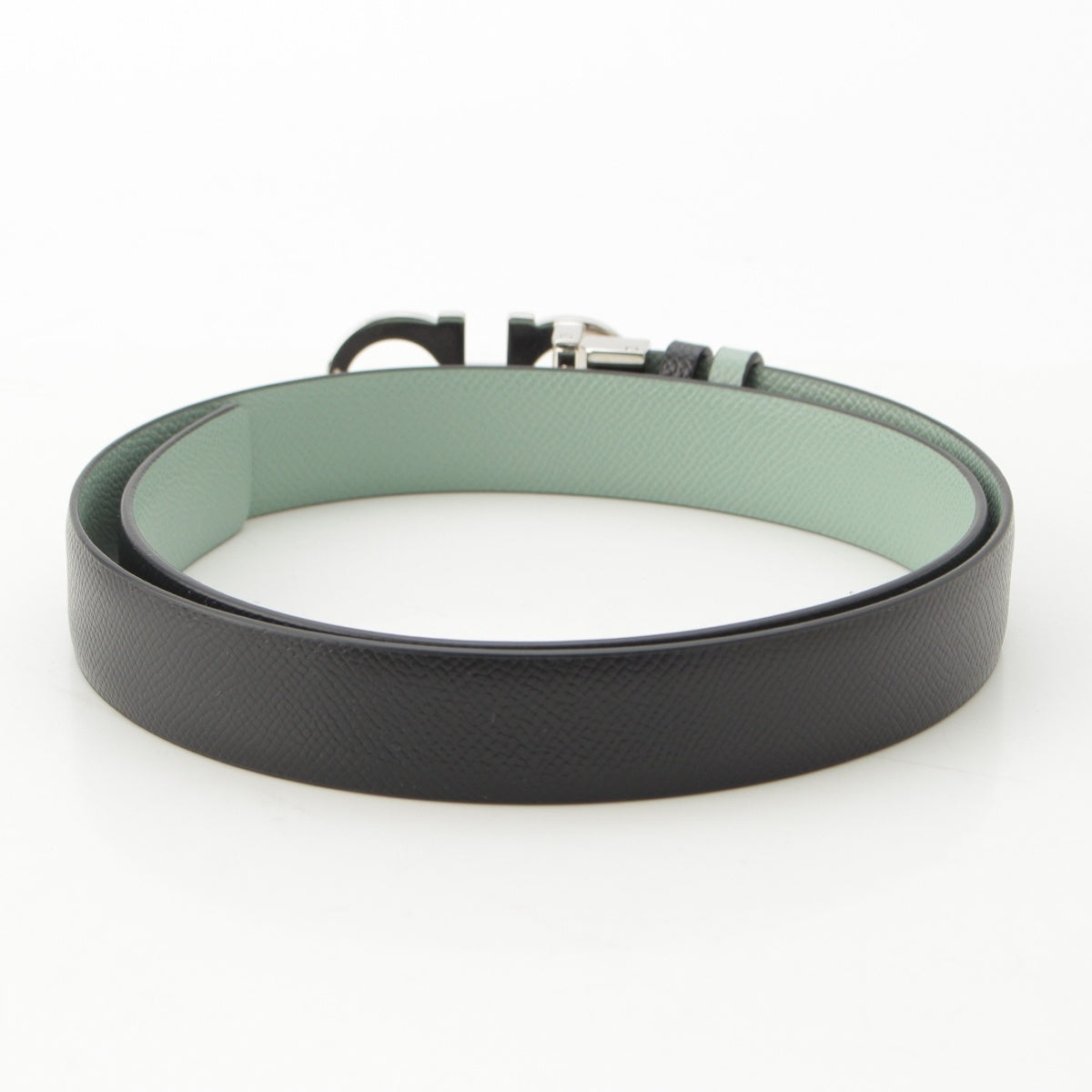Salvatore Ferragamo leather Double Gancini reversible belt Black x Mint