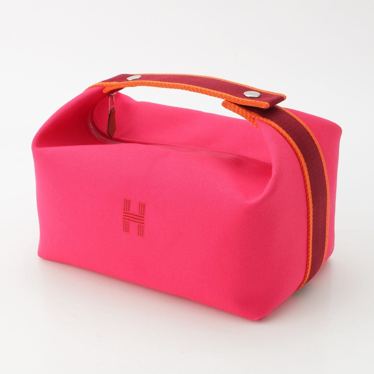 HERMES cotton BRIDE A Black Canvas Silver Metal Handbag pink GM