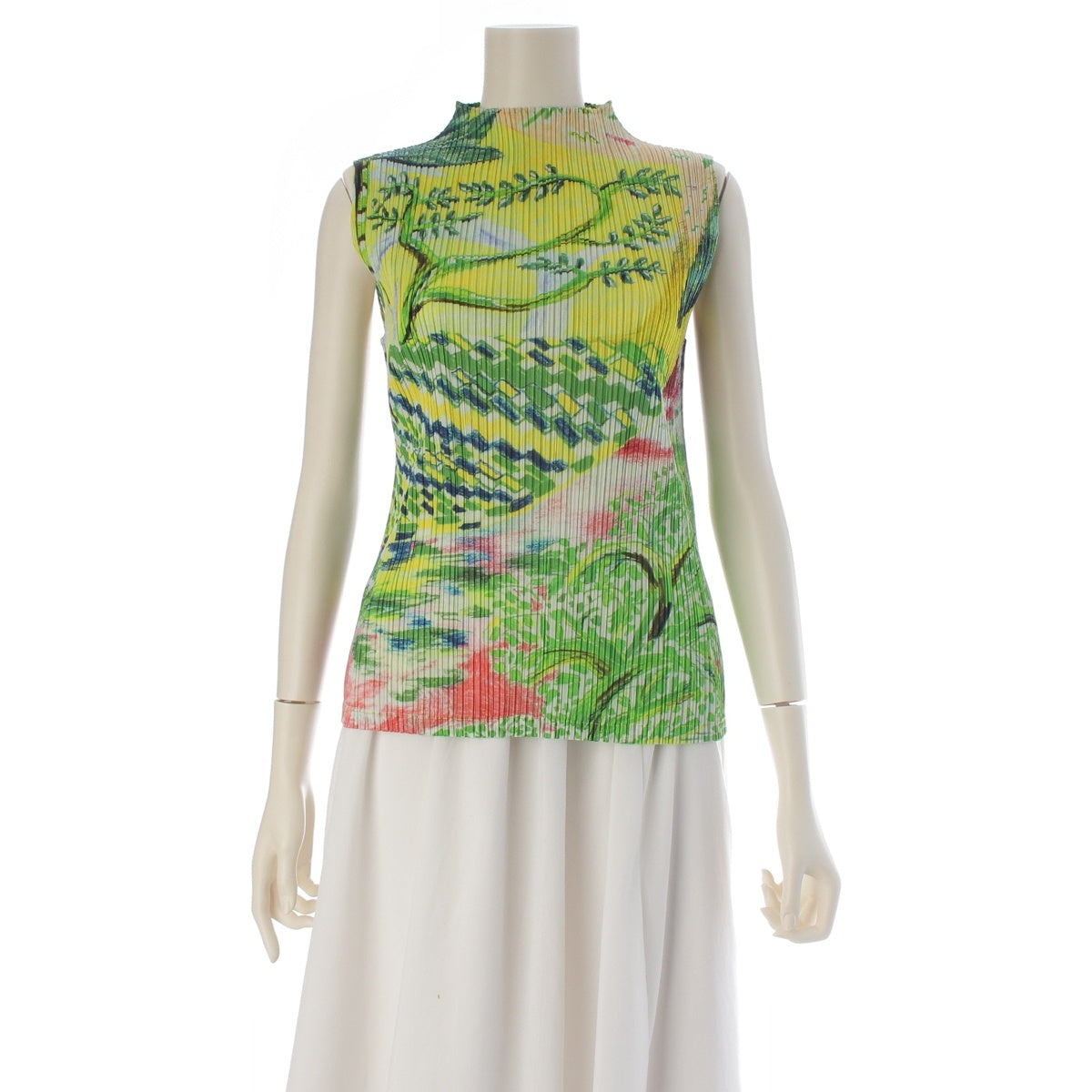 PLEATS PLEASE PROMENADE polyester Sleeveless landscape print tops PP31JK701 green 3