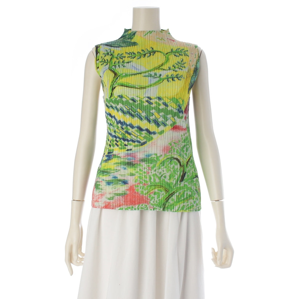 PLEATS PLEASE PROMENADE polyester Sleeveless landscape print tops PP31JK701 green 3