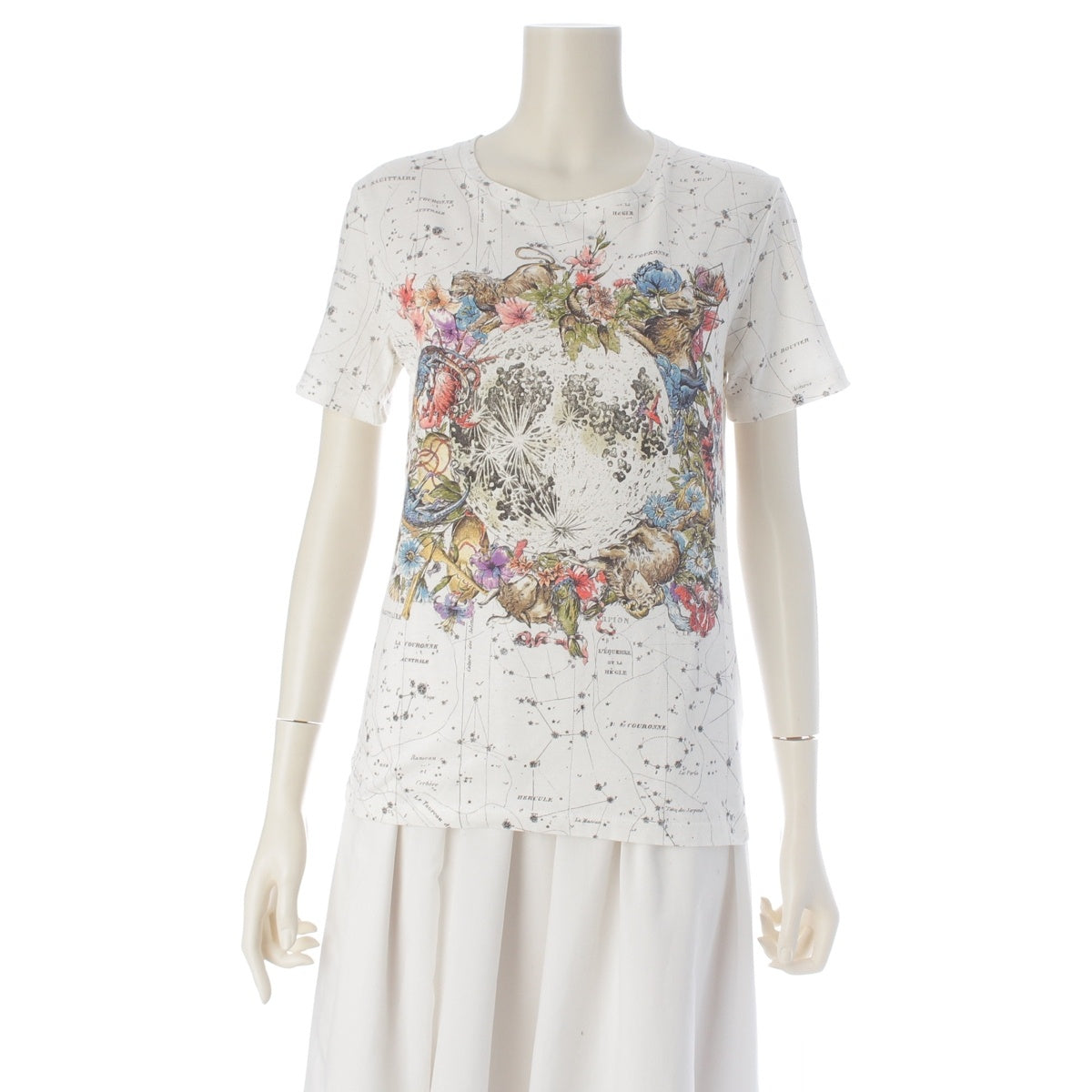 Dior cotton Zodiac print crew neck Short sleeve T-shirt 153T09A4456 White multicolor XS