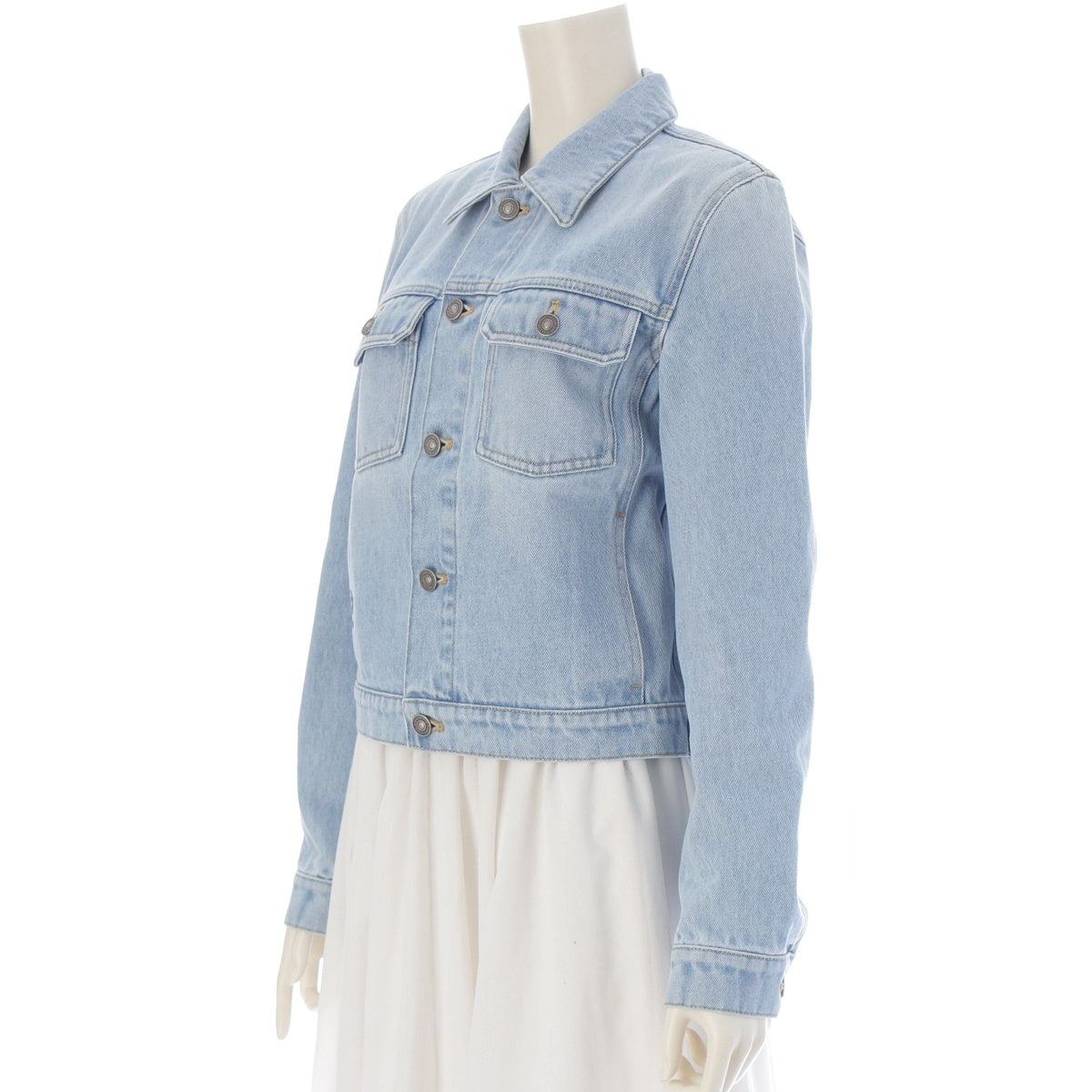 Dior DIORIVIERA cotton Trucker Stonewash with Bee Embroidery Denim Jacket 542V11A3088 Ice blue 42