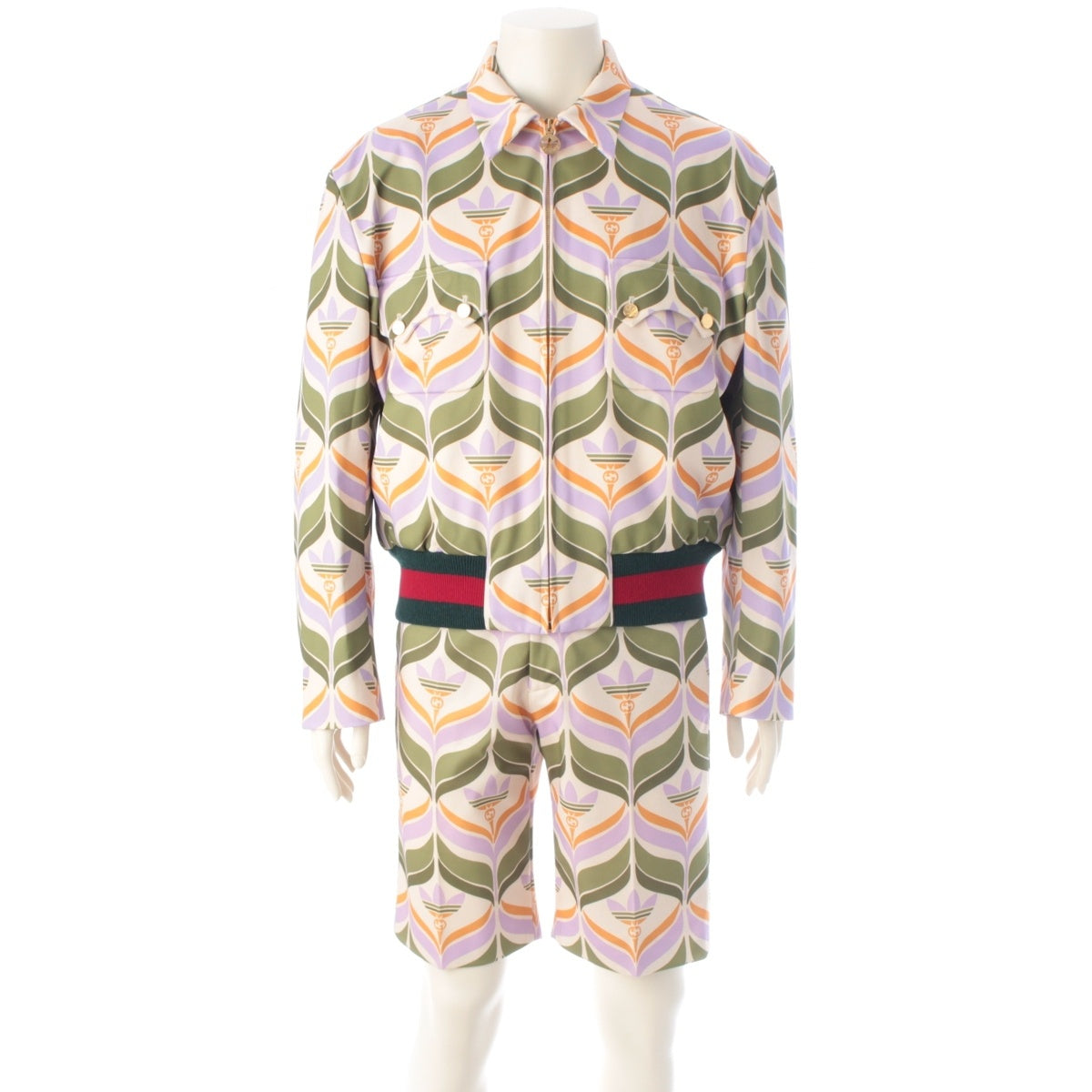 GUCCI Adidas Trefoil print jacket (short) Pants setup multicolor 46 44