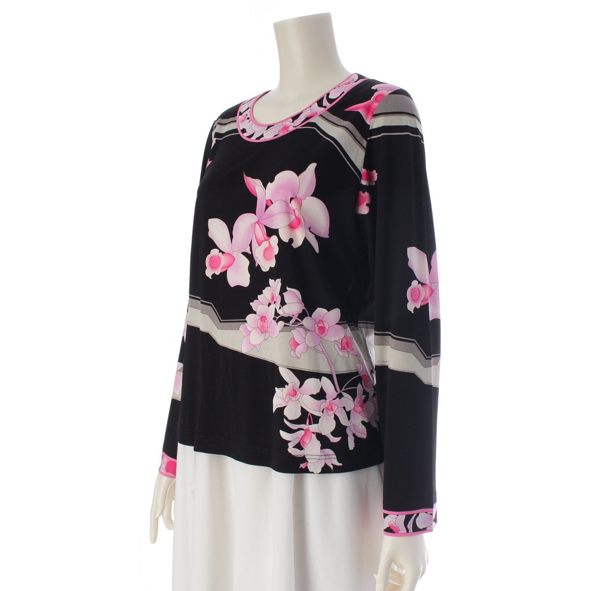 LEONARD Cancan material Crew neck Long sleeve tops 0129219 Black pink LL