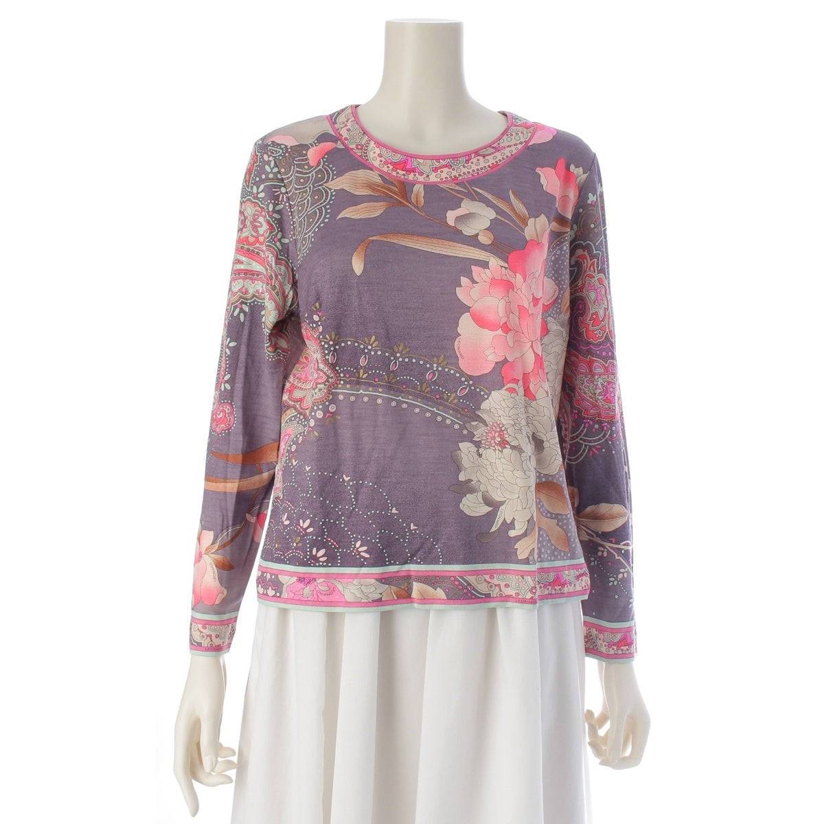 LEONARD Wool silk Crew neck Long sleeve tops 0349154 Purple pink LL