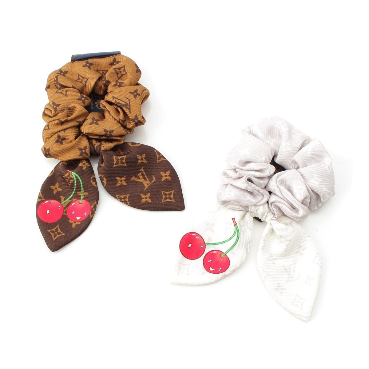 LOUIS VUITTON Takashi Murakami Monogram Cherry Scrunchie Set hair accessory white