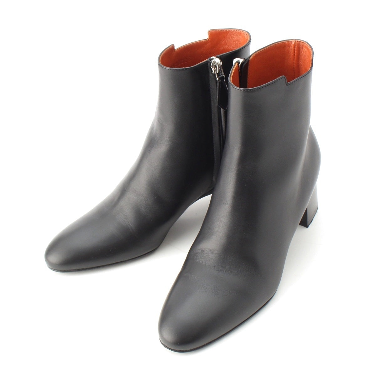 HERMES Demarche leather Heel side zip shorts boots BL212082Z 2103 black 35