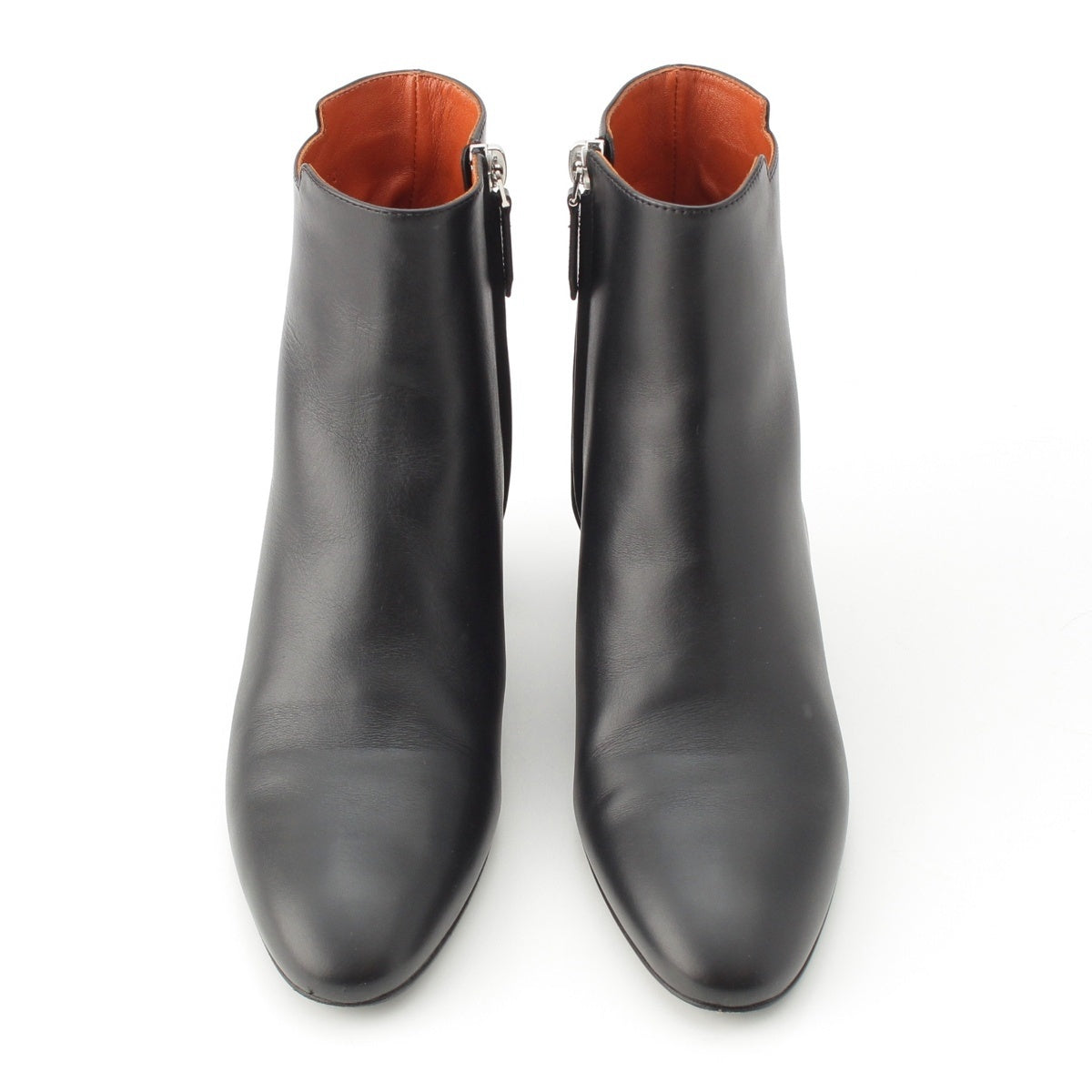 HERMES Demarche leather Heel side zip shorts boots BL212082Z 2103 black 35