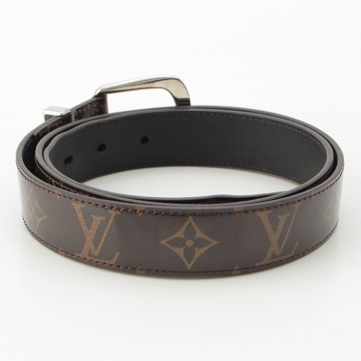 LOUIS VUITTON Monogram leather Ceinture Patent LV Logo belt MP056 Brown
