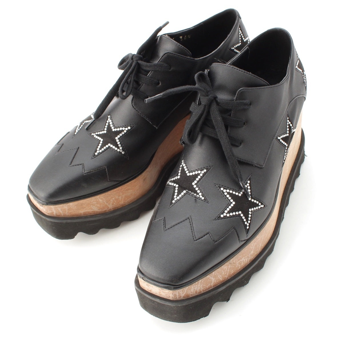 Stella McCartney Ellis Star Platform Sole Lace-up sneakers shoes black 36 1/2