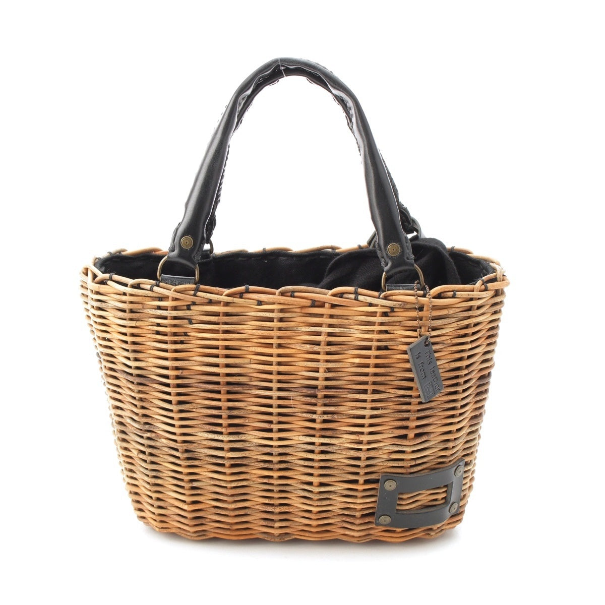 ebagos Bridle leather, red rattan B5 Basket Handbag black brown beige