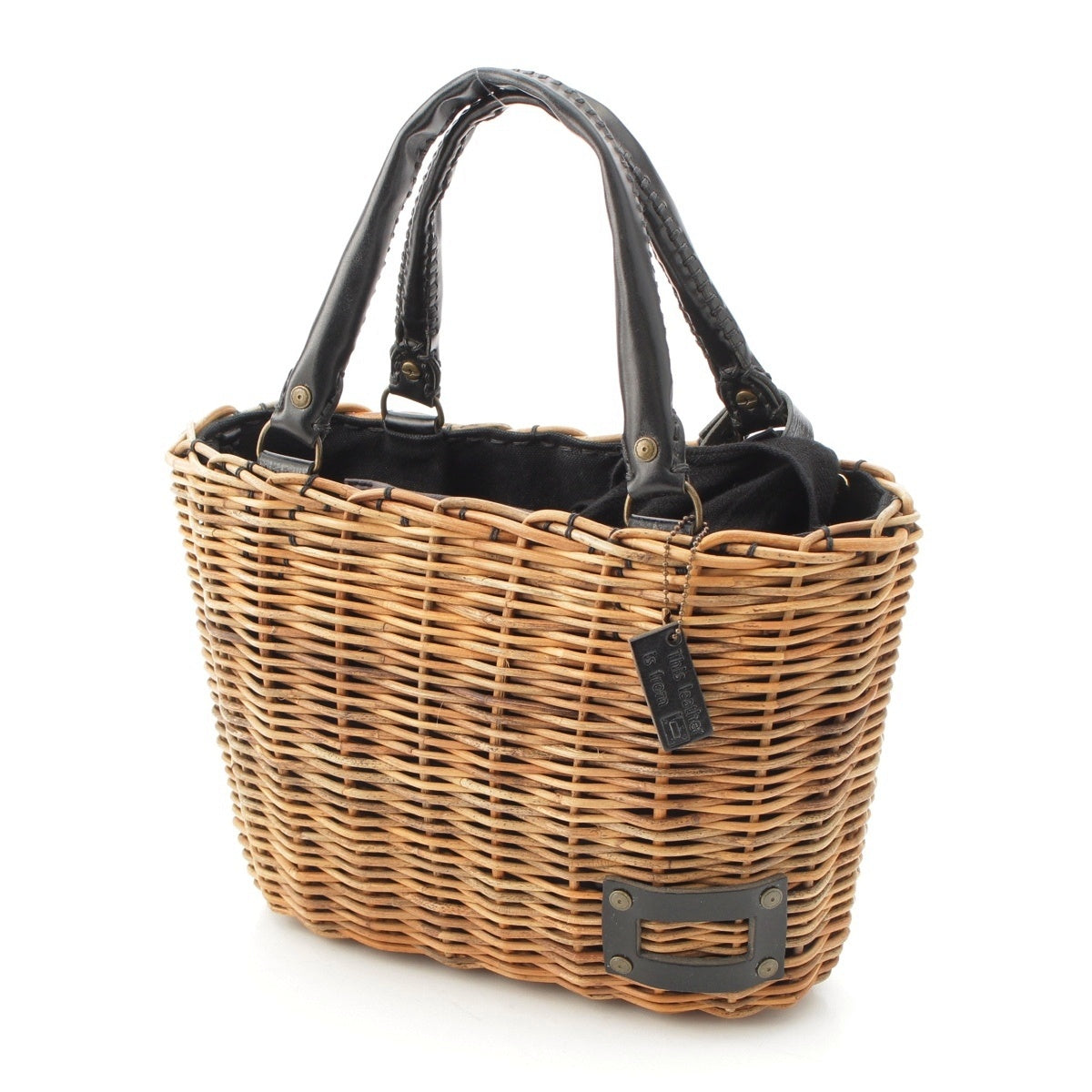 ebagos Bridle leather, red rattan B5 Basket Handbag black brown beige