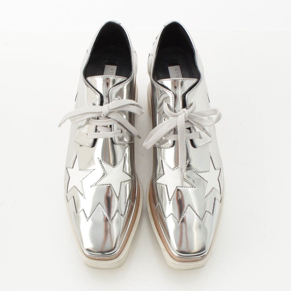 Stella McCartney Ellis Star Platform Sole Lace-up sneakers shoes Silver 36 1/2