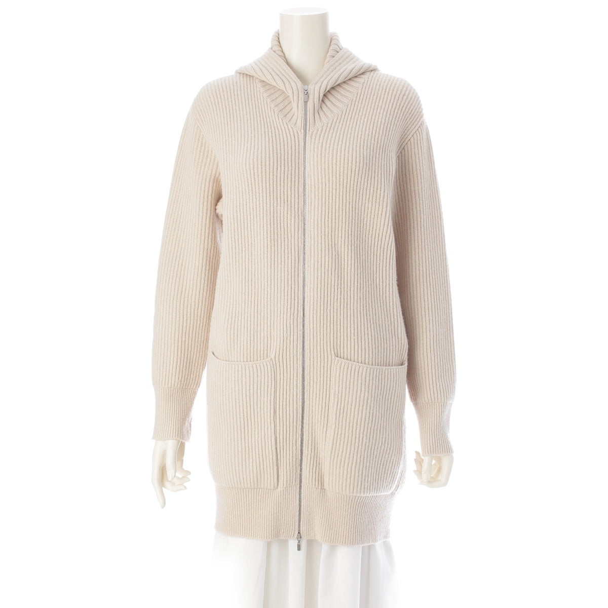 FOXEY NEW YORK Wool x cashmere Rib knit long cardigan tops 39017 beige 38