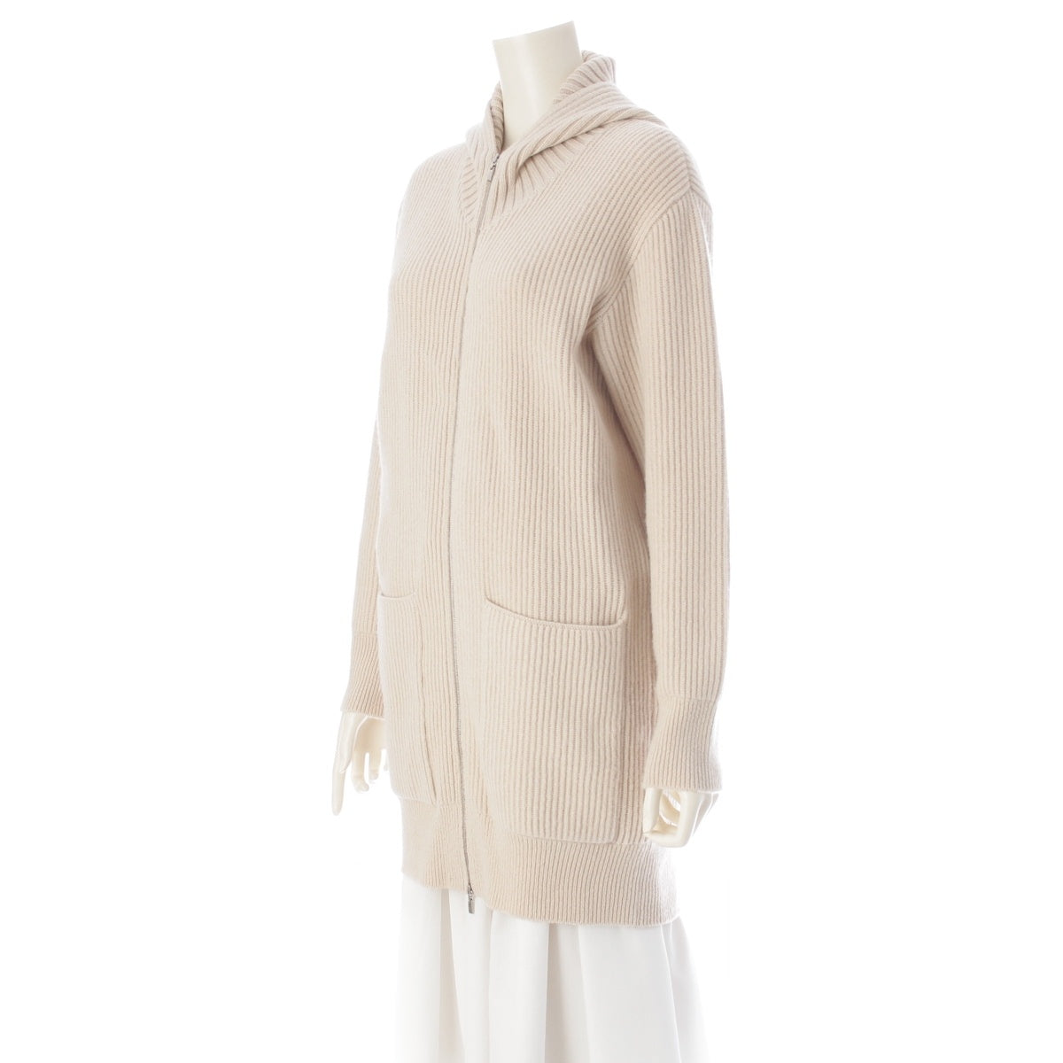 FOXEY NEW YORK Wool x cashmere Rib knit long cardigan tops 39017 beige 38