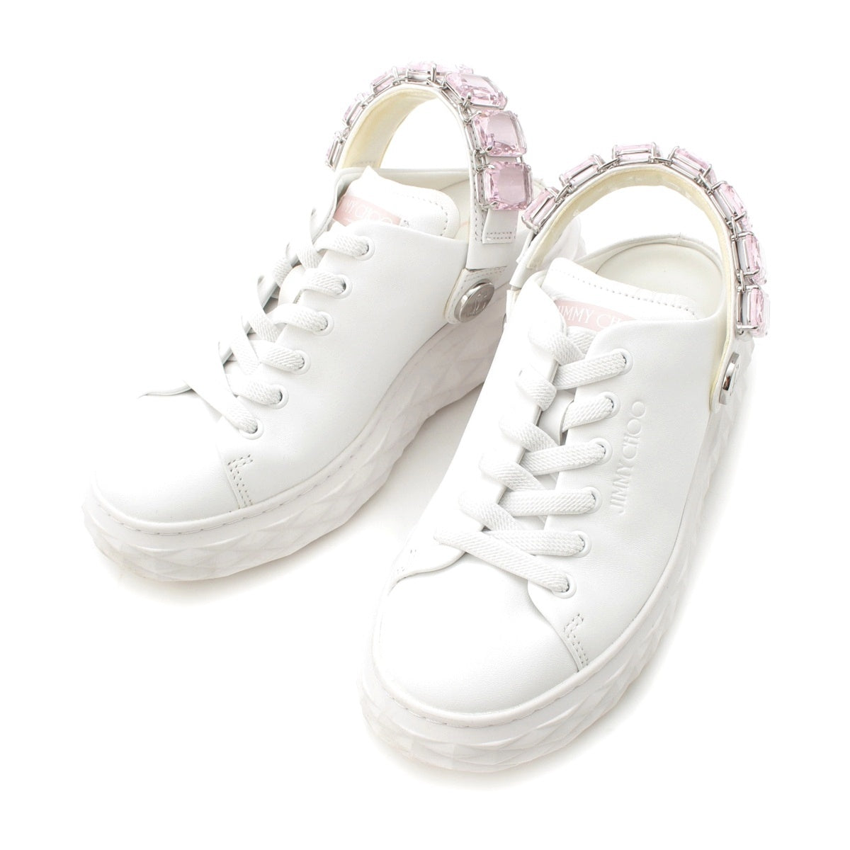 JIMMY CHOO leather Diamond Sling, Diamond, Bijou, Crystal Sling Slip-on sneakers J000165788 white 36