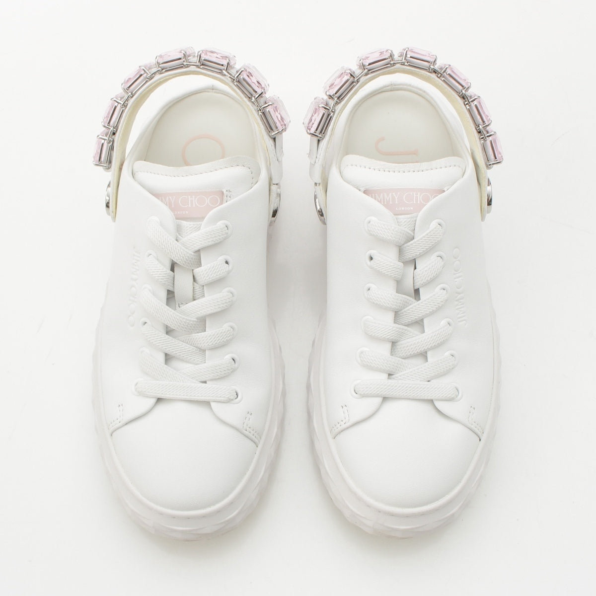 JIMMY CHOO leather Diamond Sling, Diamond, Bijou, Crystal Sling Slip-on sneakers J000165788 white 36