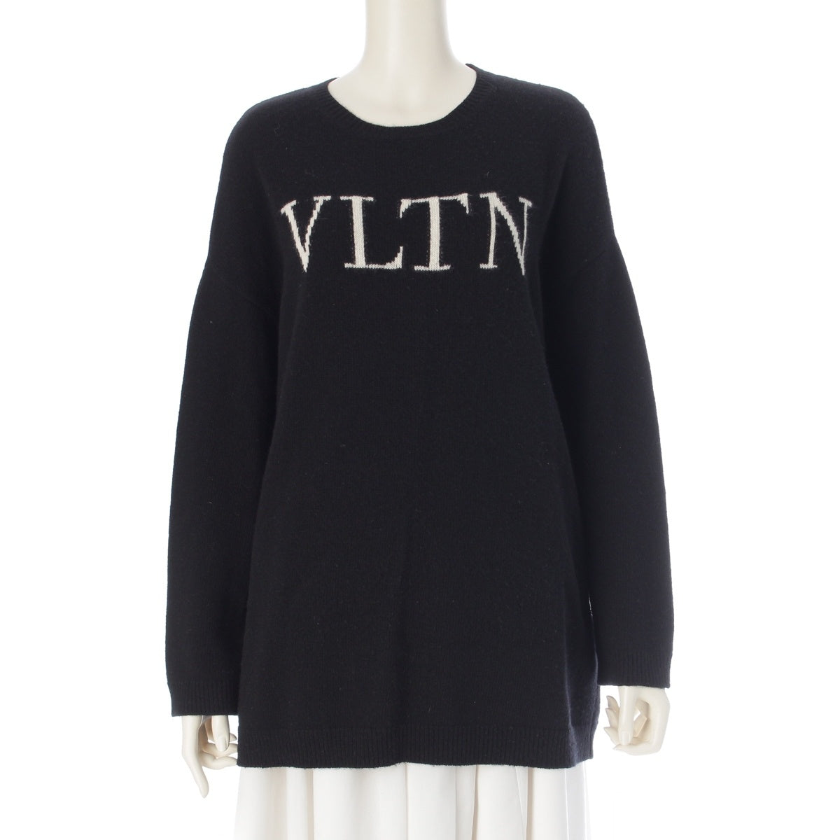 VALENTINO Cashmere Wool VLTN logo knit sweater tops black XS
