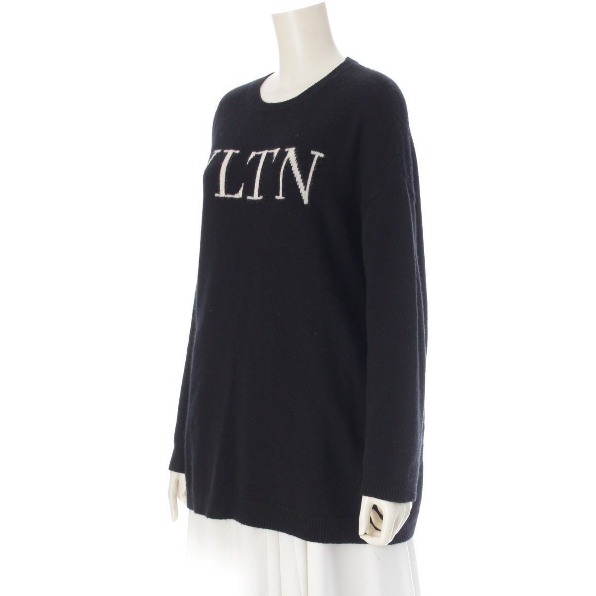 VALENTINO Cashmere Wool VLTN logo knit sweater tops black XS
