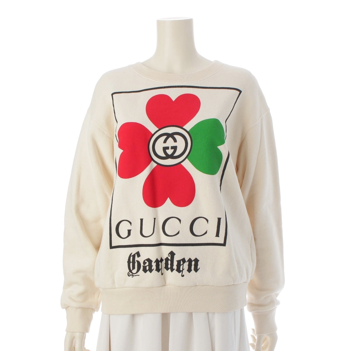 GUCCI Garden Flower cotton Long sleeve sweat Sweatshirt Tops Shirt 469250 Ivory XS