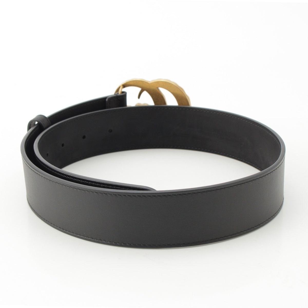 GUCCI leather GG Marmont Double G Pearl belt 453260 black 29.5"