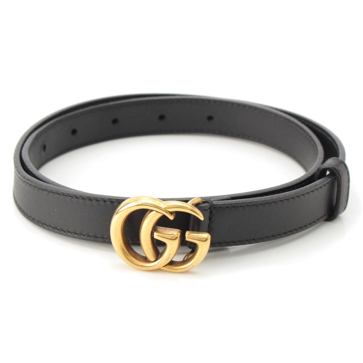 GUCCI leather GG Marmont Double G Slim belt 409417 black 29.5"
