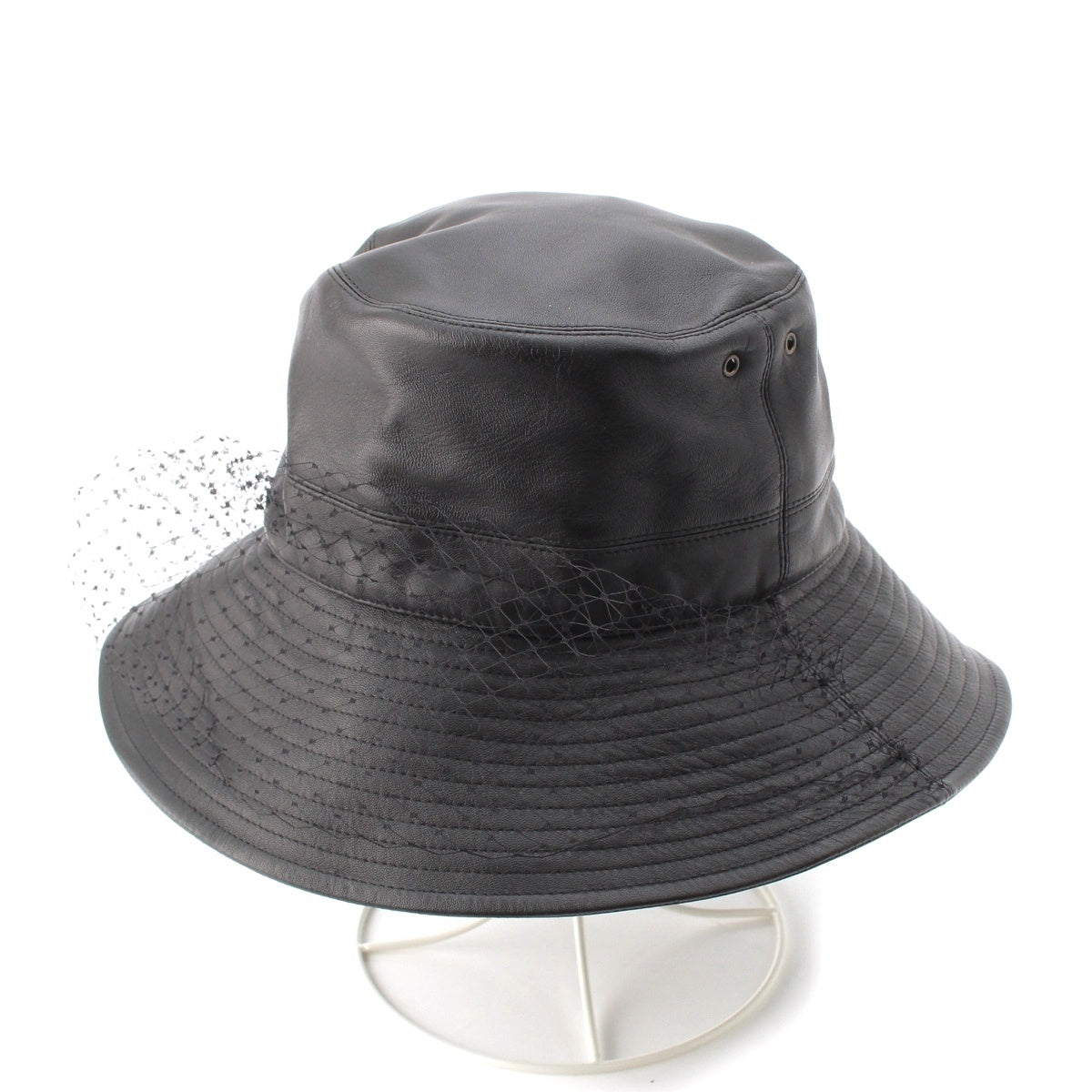 Christian Dior TEDDY-D Teddy leather Logo Tulle Bob hat Bucket hat hat 95TDD924G700 black 57