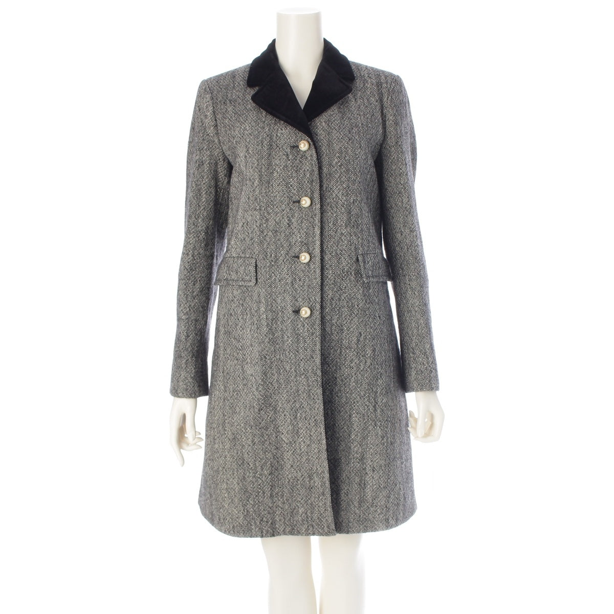 GUCCI wool GG pearl velour coat 516422 Black x white 38