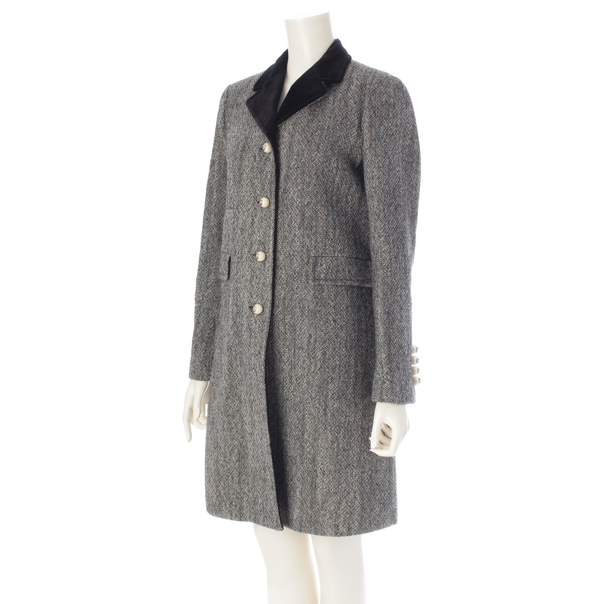 GUCCI wool GG pearl velour coat 516422 Black x white 38