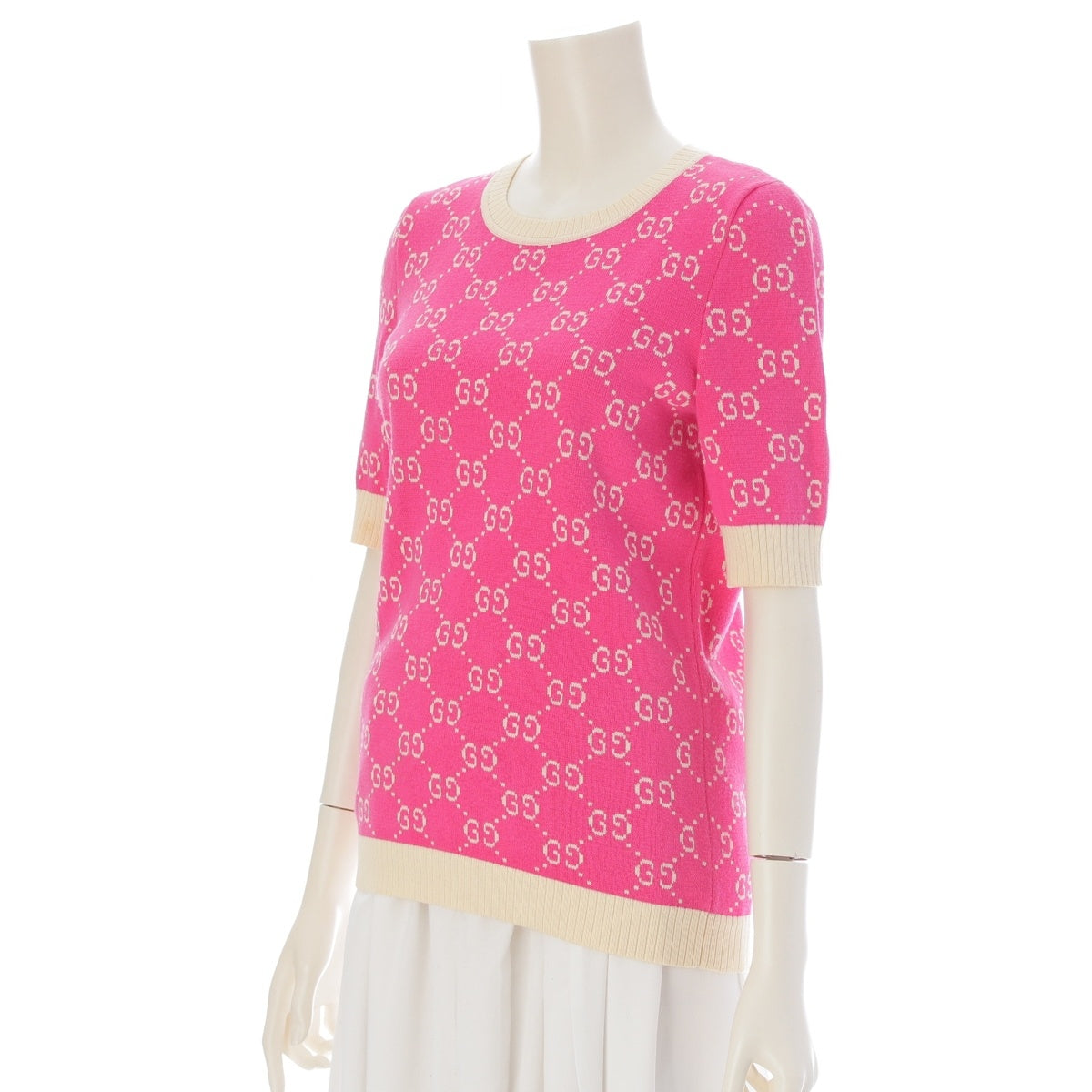 GUCCI GG jacquard knit sweater tops 555023 pink M