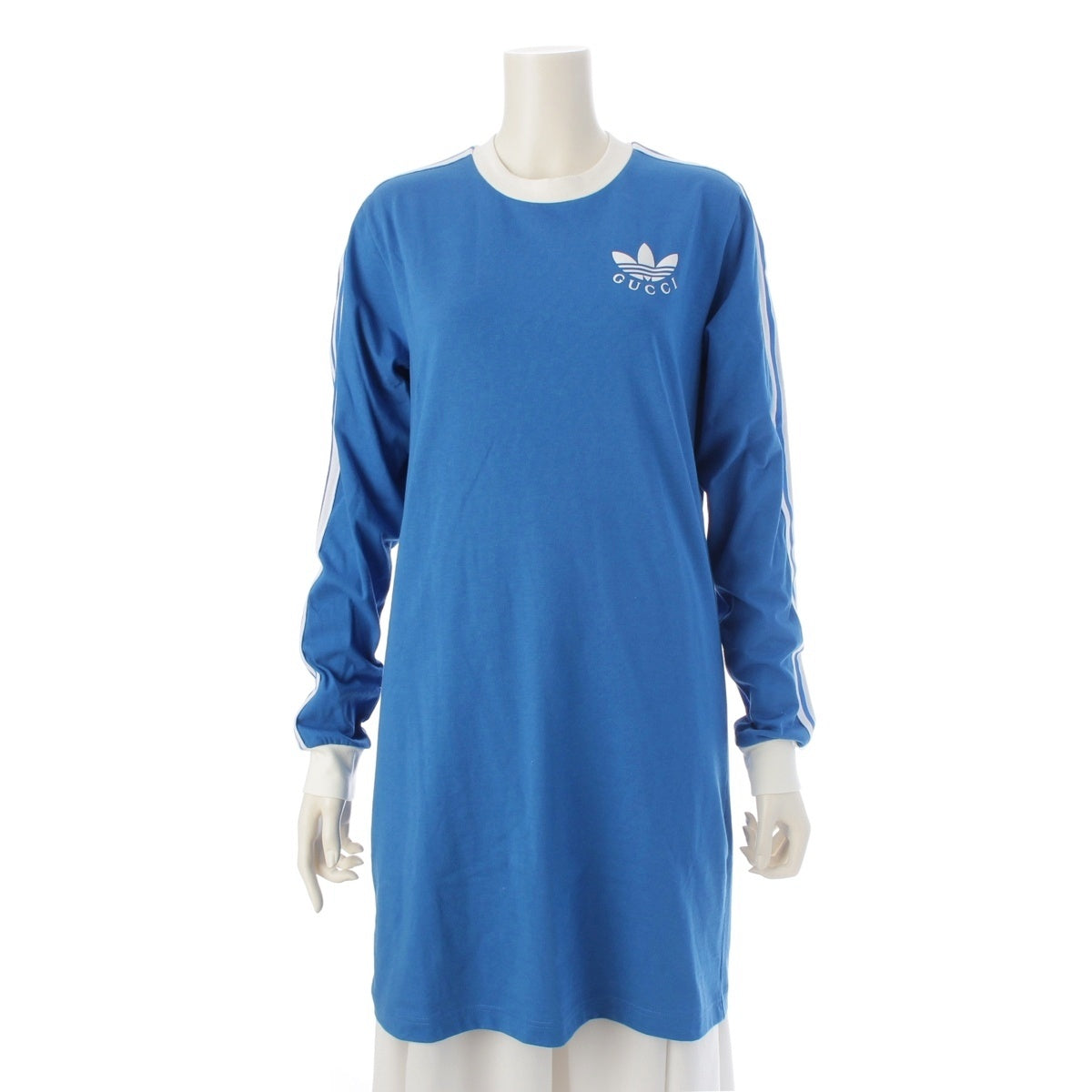 GUCCI Adidas Logo Stripe Shirt Long Sleeve one piece 693537 blue S