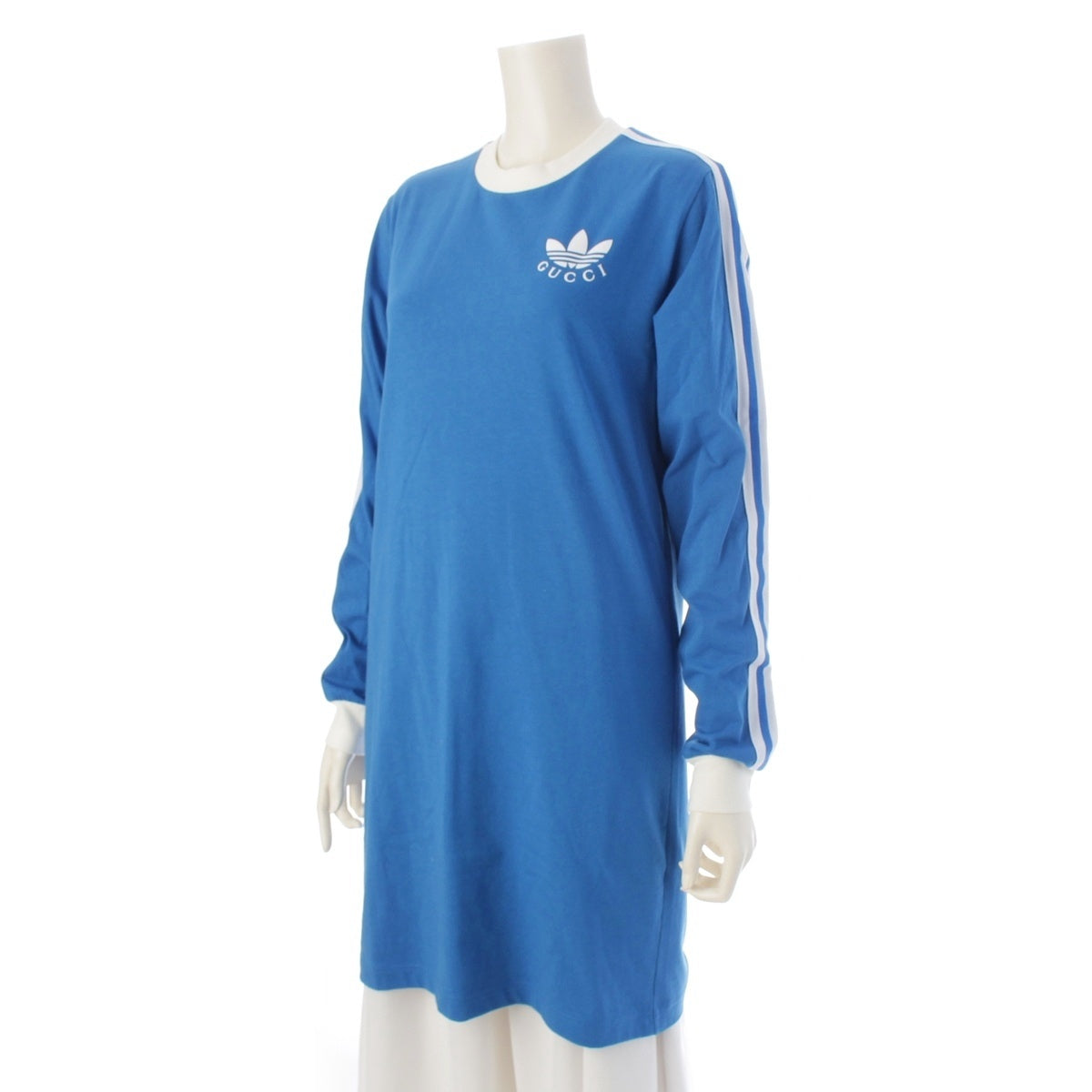 GUCCI Adidas Logo Stripe Shirt Long Sleeve one piece 693537 blue S
