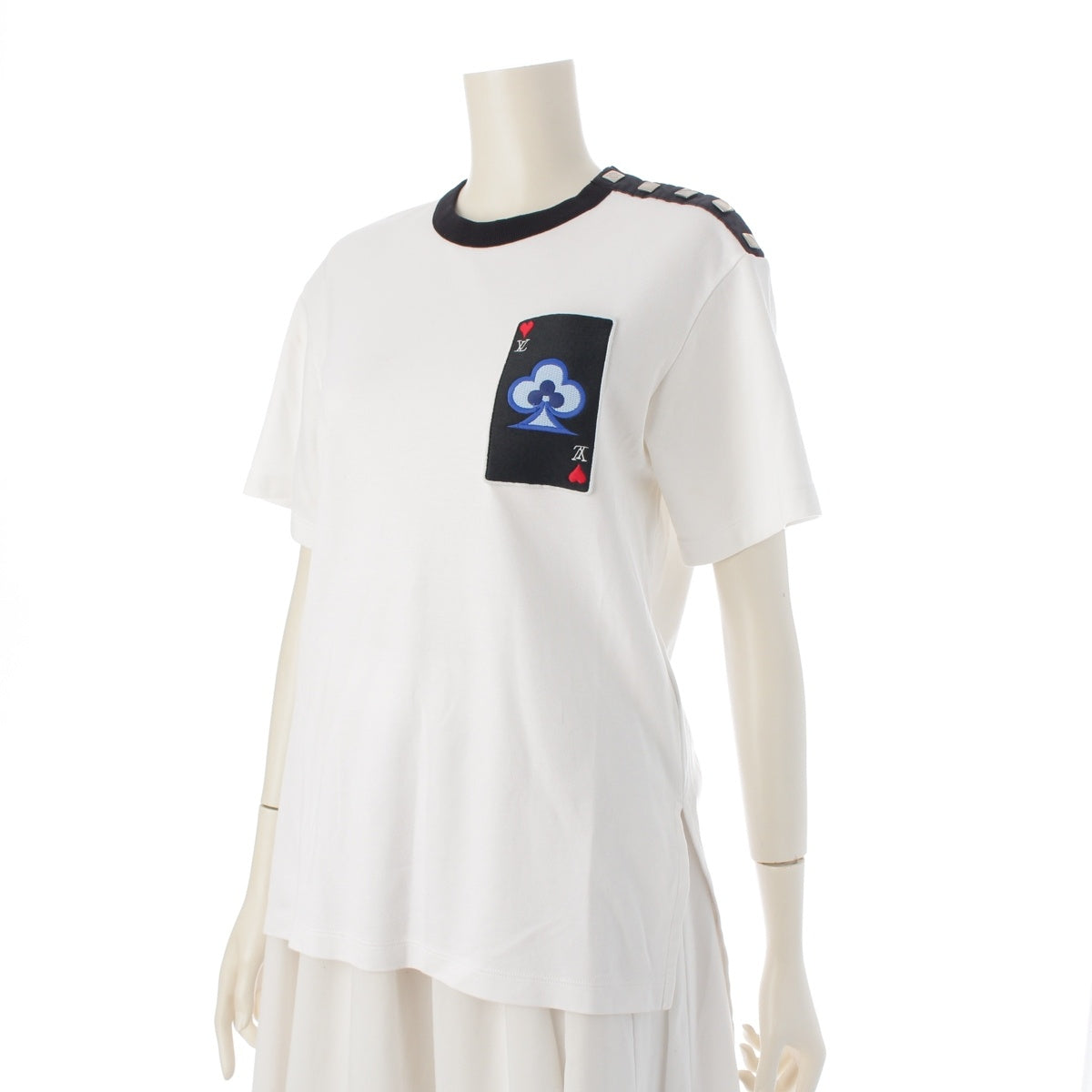LOUIS VUITTON Flocked Trump Embroidery Shoulder Button Short sleeve T-shirt tops white