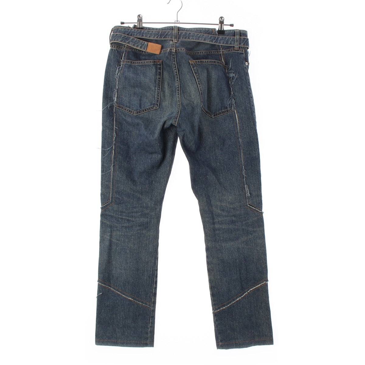 Sacai Reconstructed denim with zip hems Pants belted jeans 21-02607M Indigo blue