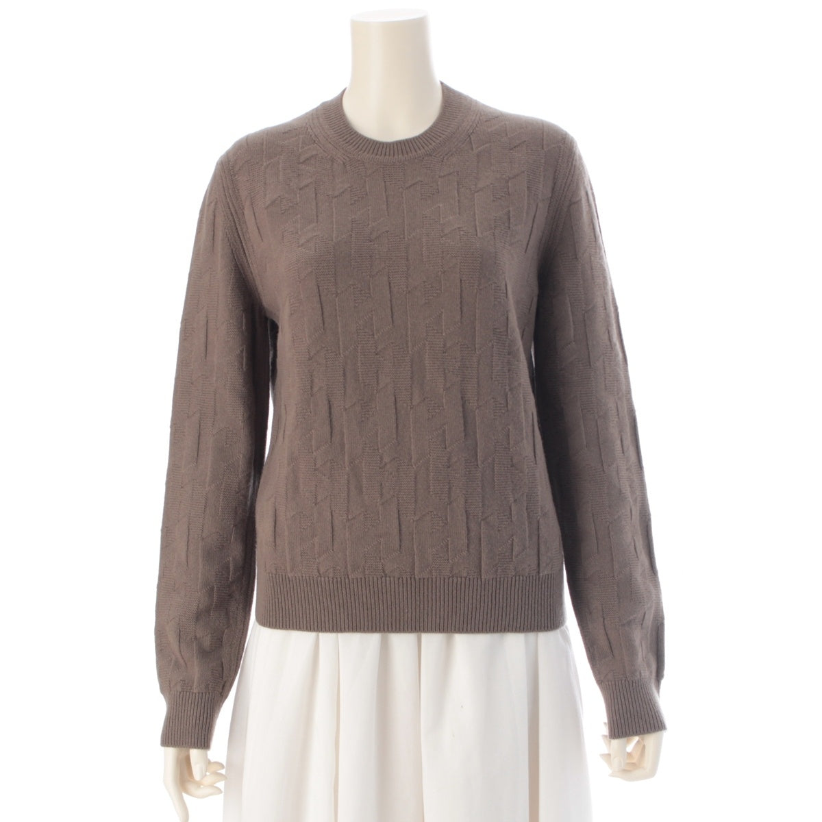 HERMES wool H motif knit Long sleeve 3H2617D4 Brown 40
