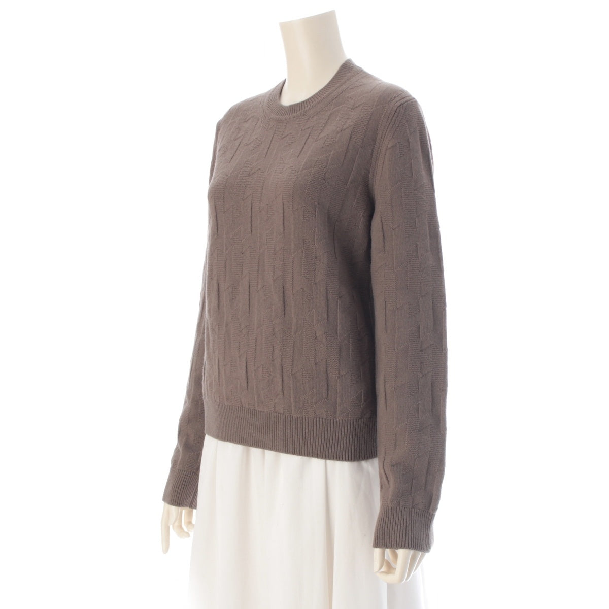 HERMES wool H motif knit Long sleeve 3H2617D4 Brown 40