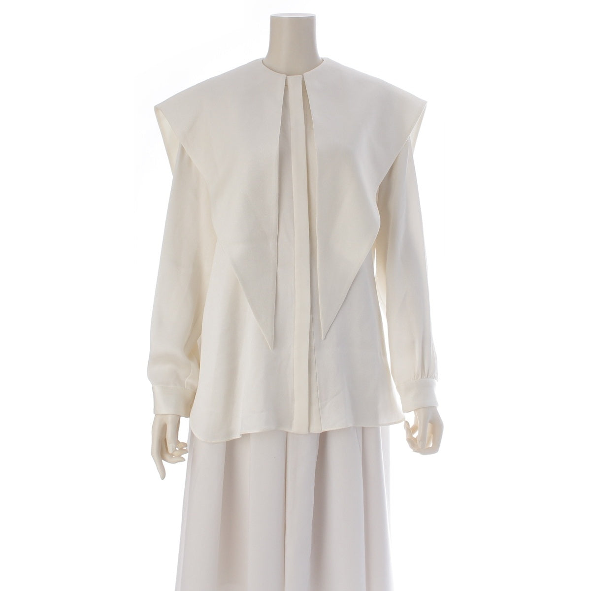 Cygne Triacetate Long Collar Sailor Suit by Agnes blouse Long sleeve top white