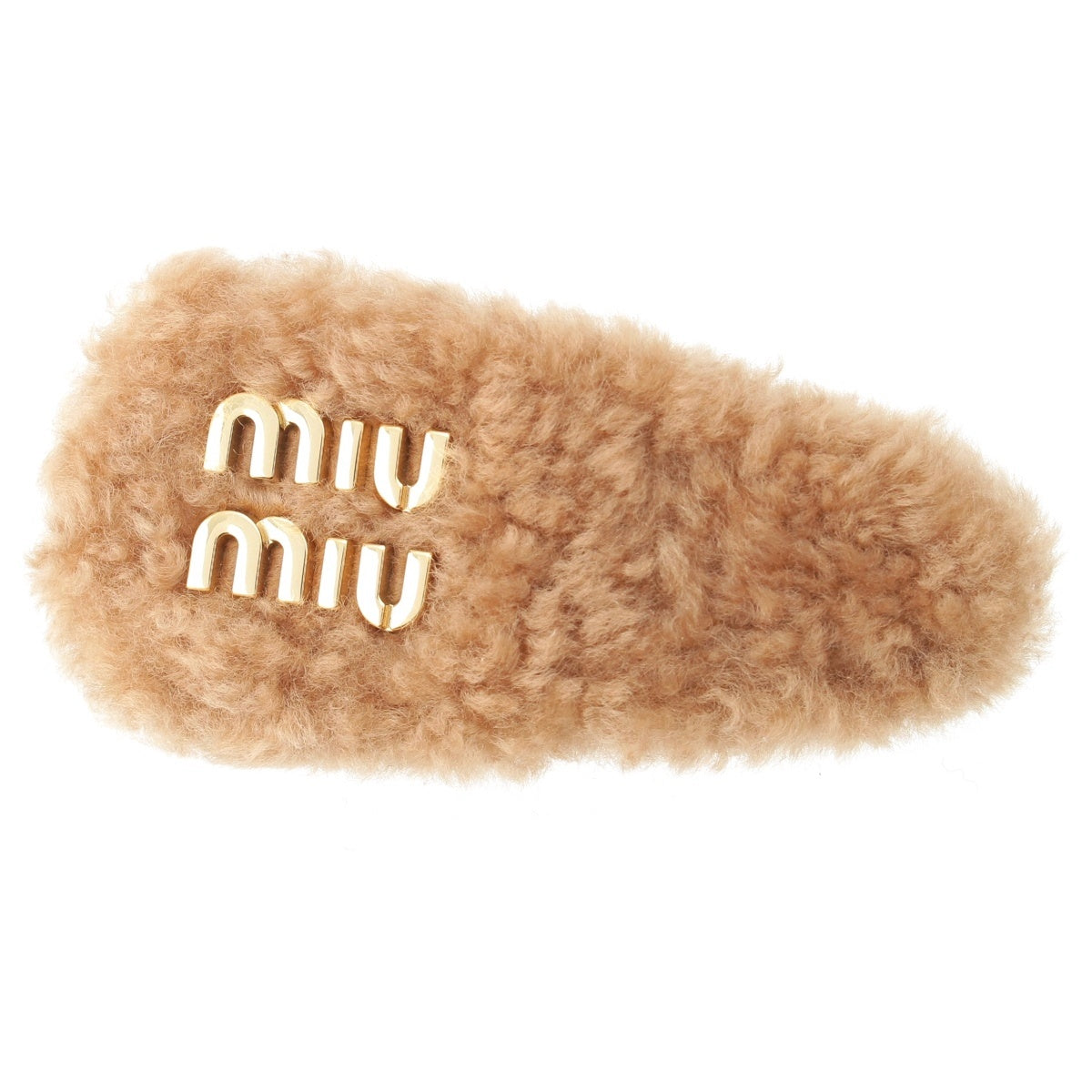 MIUMIU Shearing Hair Clip Boa Hairpin hair accessory 5IF092 Camel
