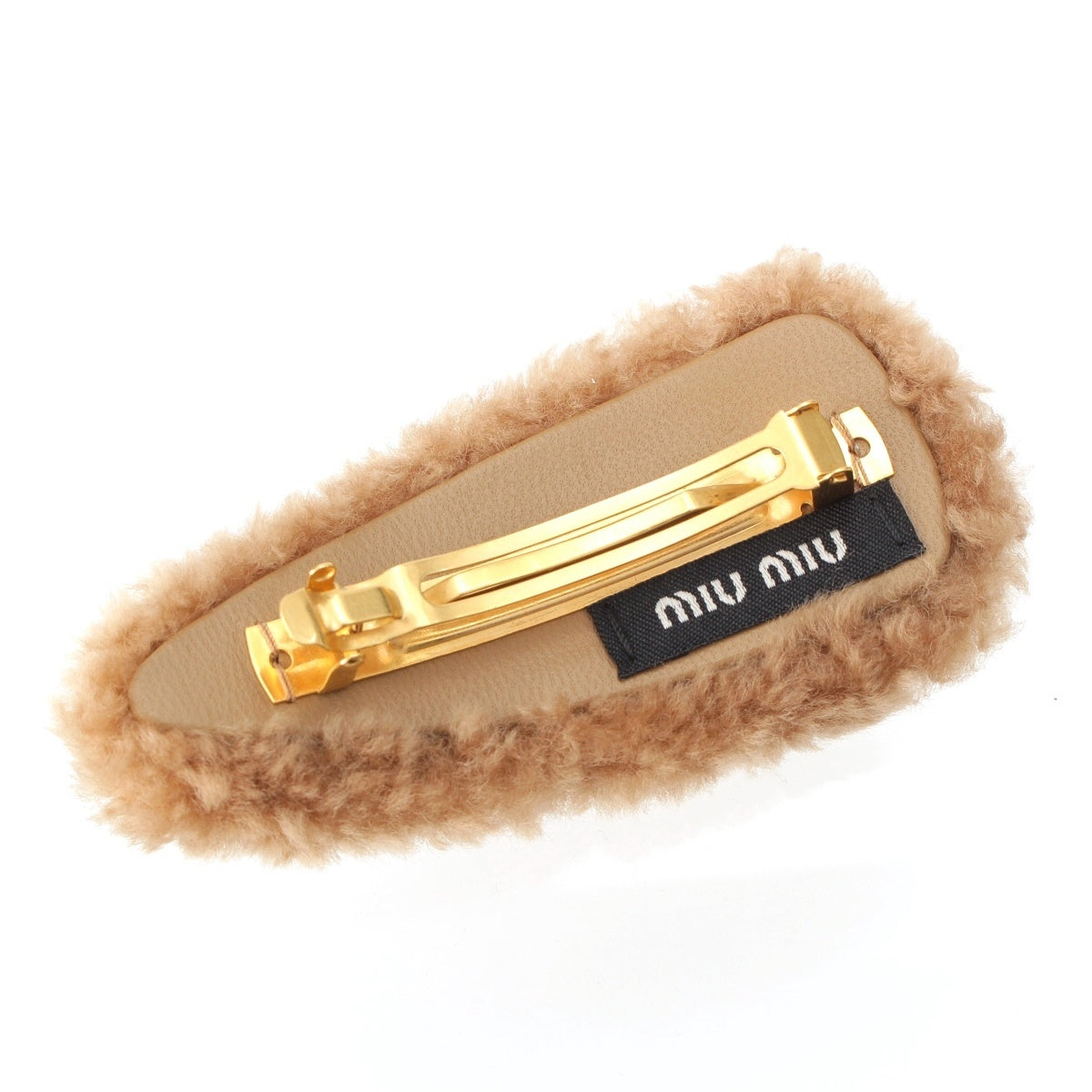MIUMIU Shearing Hair Clip Boa Hairpin hair accessory 5IF092 Camel