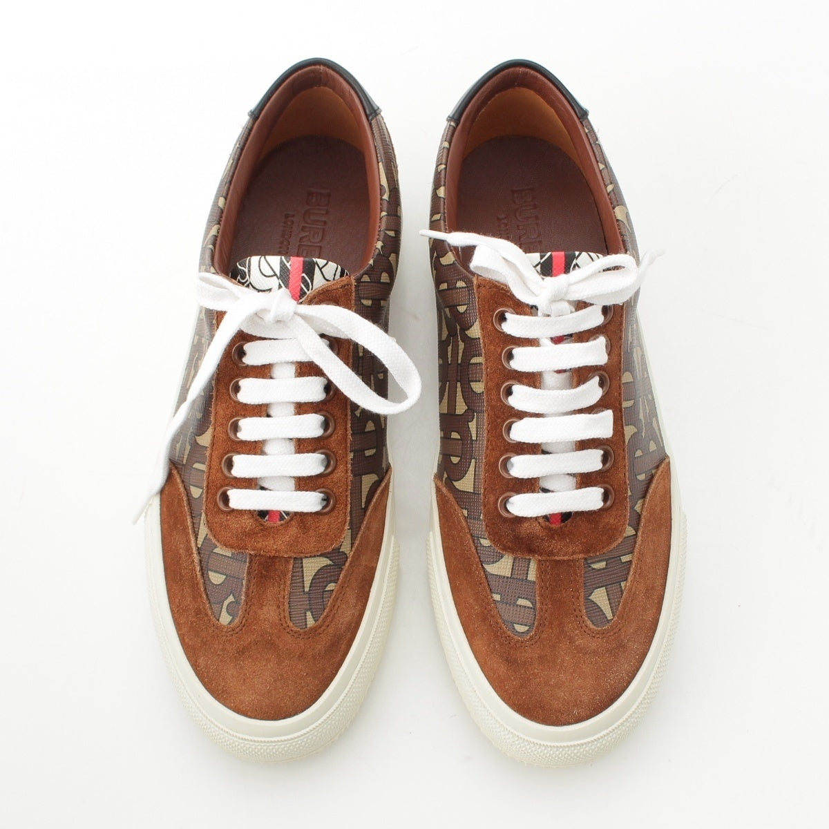 BURBERRY Suede PVC TB monogram sneakers shoes ESVULALM13ALM Brown 36