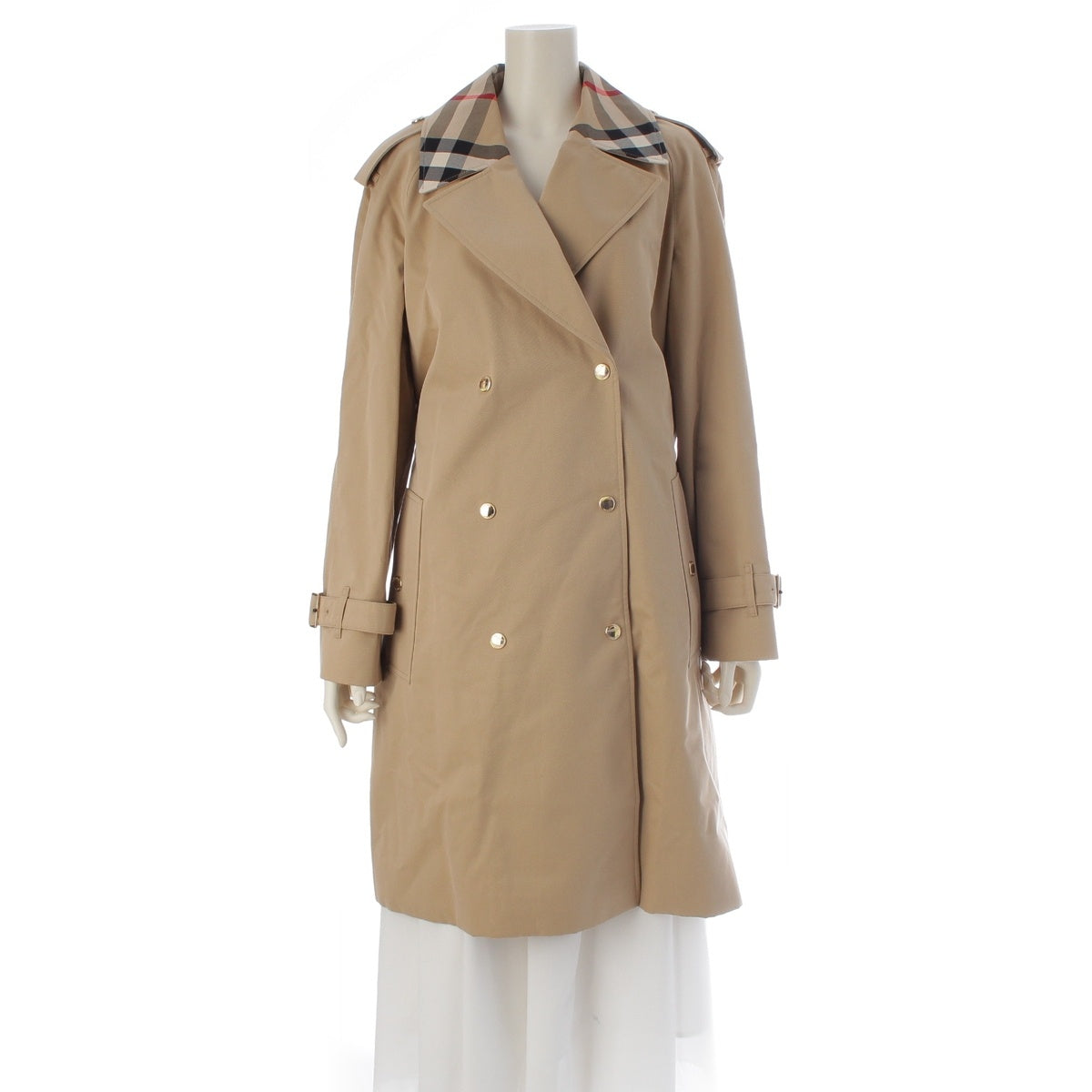 BURBERRY cotton Check Trim Nova Check trench coat outer 8058231 beige 42