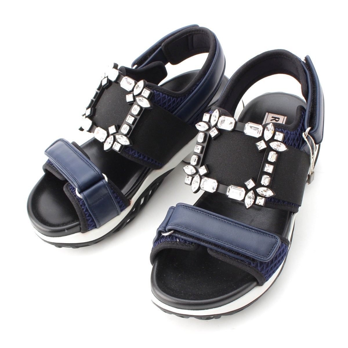 Roger Vivier VIV RUN Strass Buckle Sandals RVW5642747 Navy 38