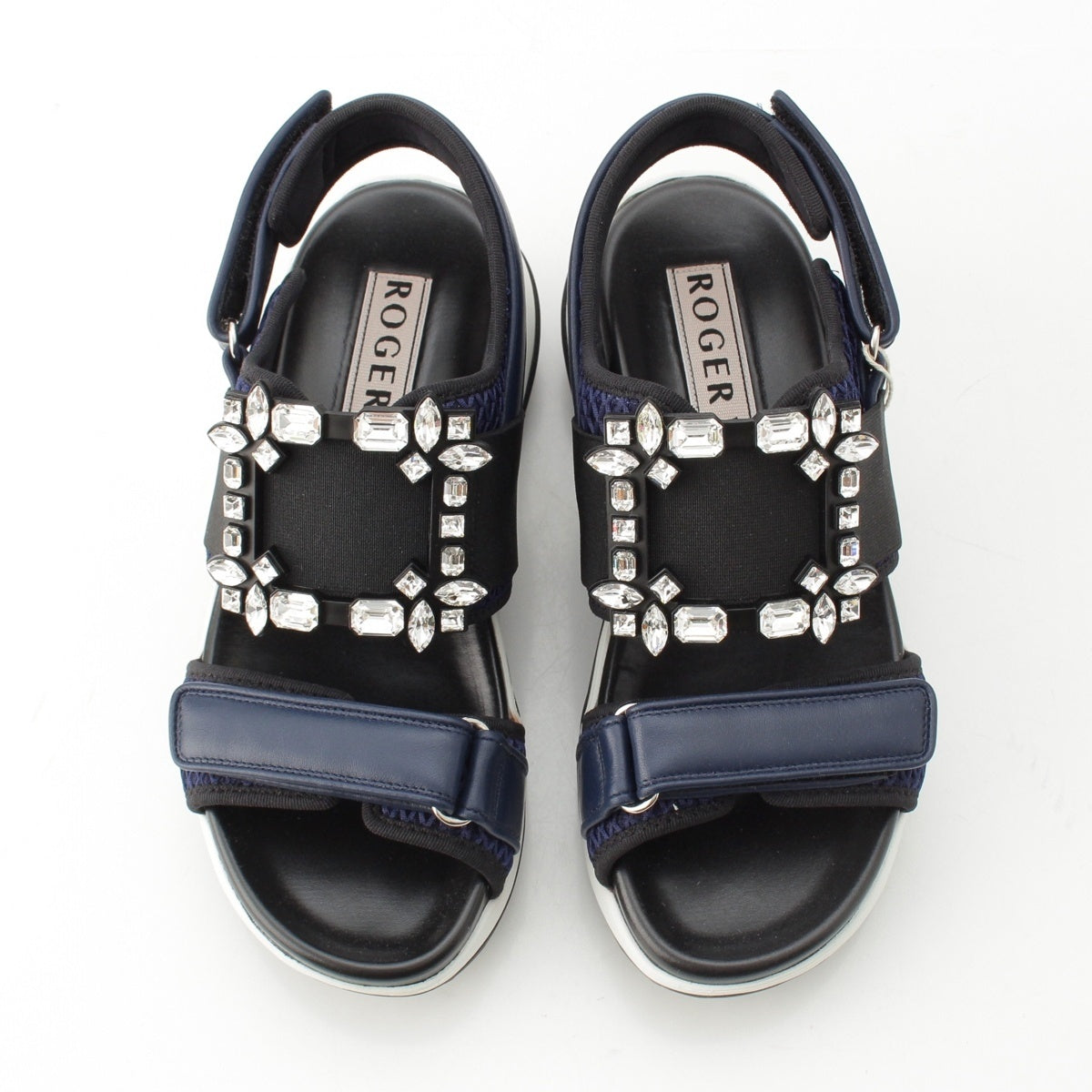 Roger Vivier VIV RUN Strass Buckle Sandals RVW5642747 Navy 38