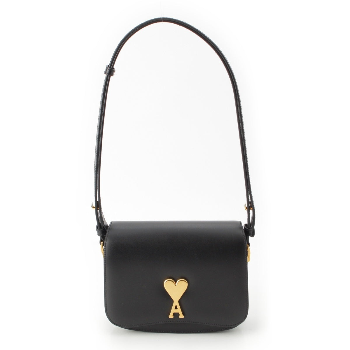 AMI PARIS Grain leather AmiAlexandre Mattiussi With logo Shoulder Bag black