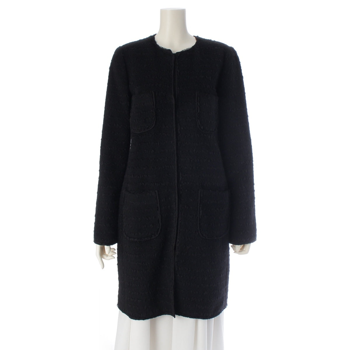 DOLCE&GABBANA Wool mohair blend collarless long coat outer black 42