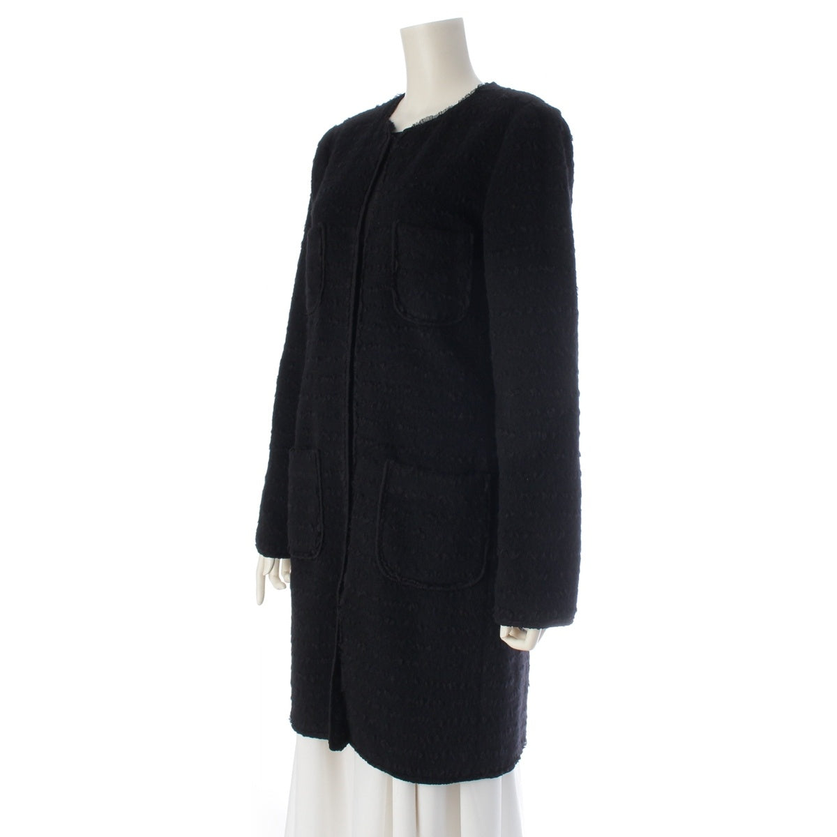DOLCE&GABBANA Wool mohair blend collarless long coat outer black 42
